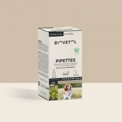 Pipettes anti-insectes Chien Moyen bio – 12 pipettes | Format économique