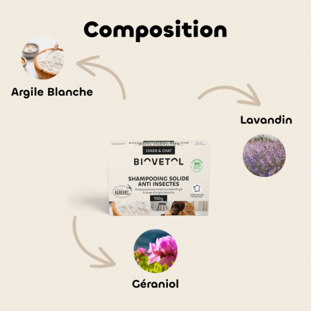 Shampooing solide Anti-Insectes bio composition