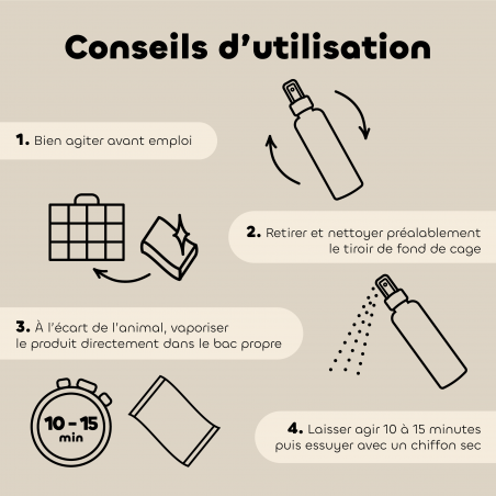 Spray Assainissant Anti-Parasites pour Cage – Rongeurs & Petits Mammifères conseils d'utilisation