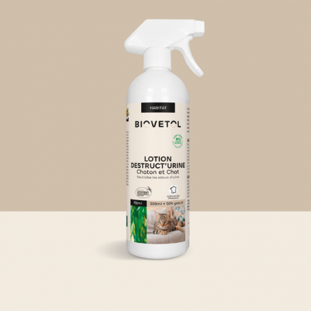 Lotion Destruct’urine Chaton et Chat - 500 ml + 250 ml gratuit
