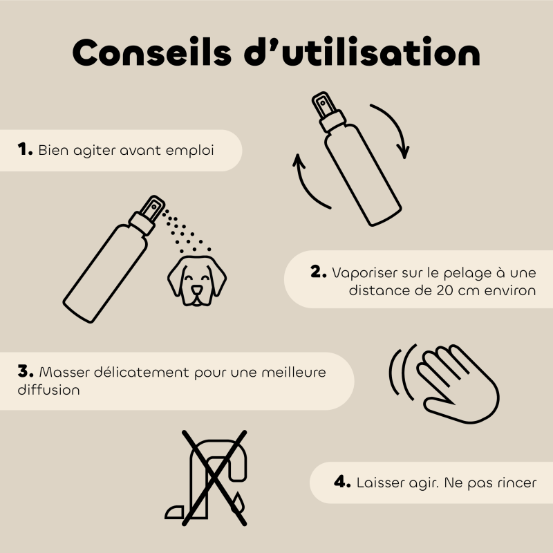 Lotion Anti-Démangeaisons pour Chien et Chat bio conseils d'utilisation