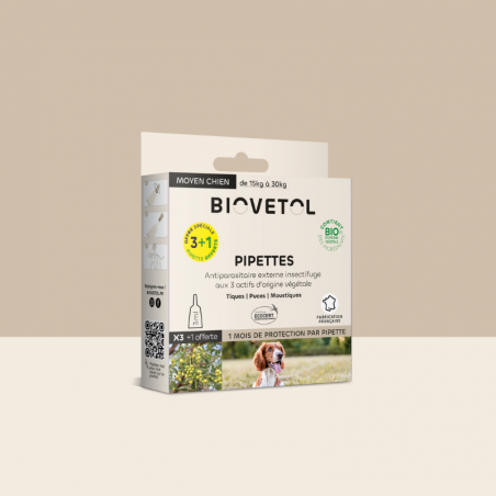 Pipettes anti-insectes pour chien moyen x3+1 offerte