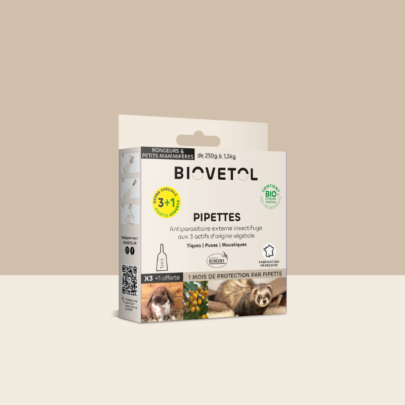Pipettes Anti-Insectes pour Rongeurs et Petits Mammifères Bio* – 3+1 offerte