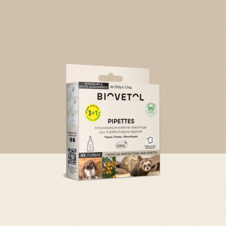 Pipettes Anti-Insectes pour Rongeurs et Petits Mammifères Bio* – 3+1 offerte