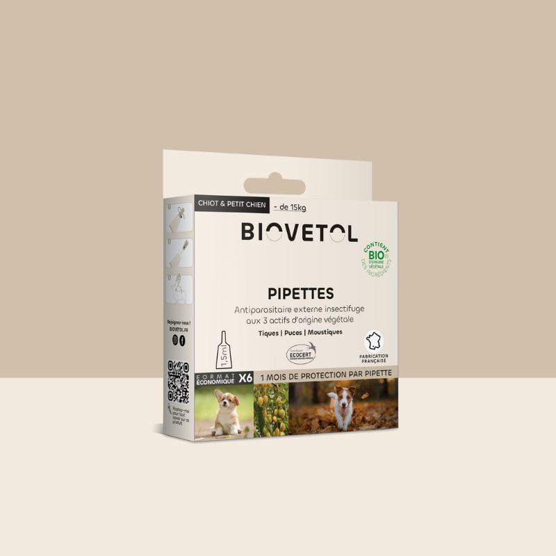 Pipettes anti-insectes Chiot & Petit Chien bio – 6 pipettes