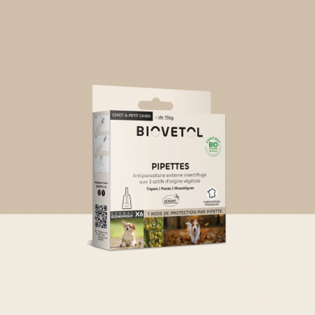 Pipettes anti-insectes Chiot & Petit Chien bio – 6 pipettes