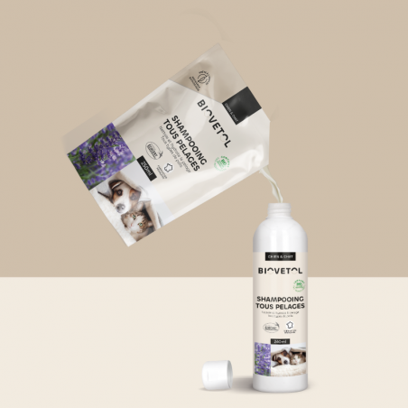 Pack Shampooing Tous Pelages Chien & Chat + Recharge BIO produit
