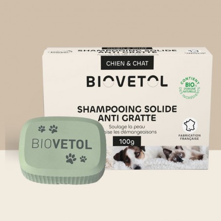 Shampooing Solide Anti-Gratte BIO – 100 g + Boîte | BIOVETOL