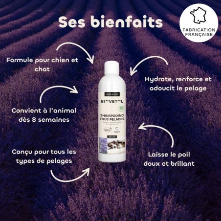 Shampooing Tous Pelages pour Chien et Chat bio bienfaits