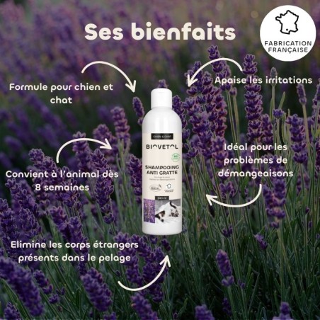 Shampooing Anti-Démangeaisons pour Chien et Chat bio bienfaits