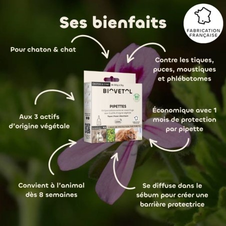 Biovetol- Pipettes antiparasitaire pour chaton et chat bio