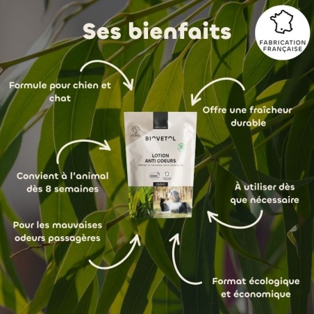 Recharge Lotion Anti-Odeurs pour Chien et Chat bio bienfaits