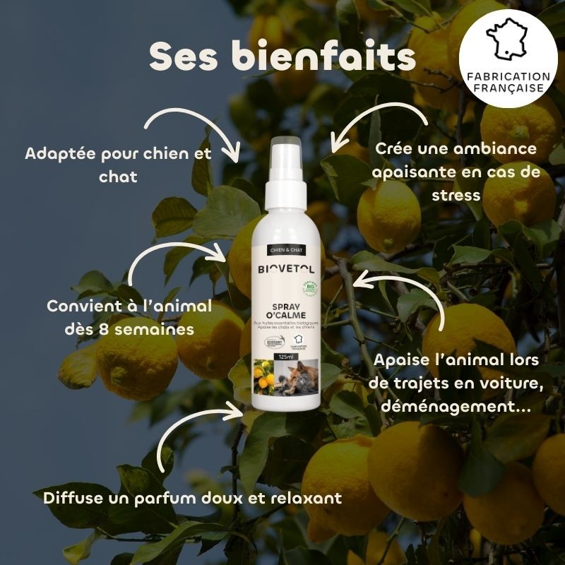 Spray O'Calme Apaisant pour Chien et Chat bio bienfaits