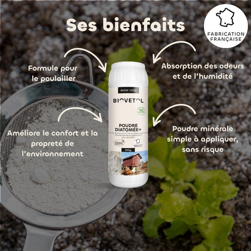 Poudre Diatomée+ pour Poulailler bio bienfaits