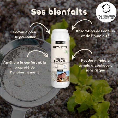 Poudre Diatomée+ pour Poulailler bio bienfaits