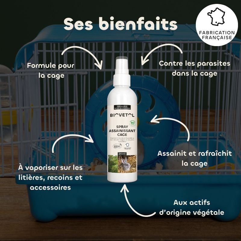 Spray Assainissant Anti-Parasites pour Cage – Rongeurs & Petits Mammifères bienfaits