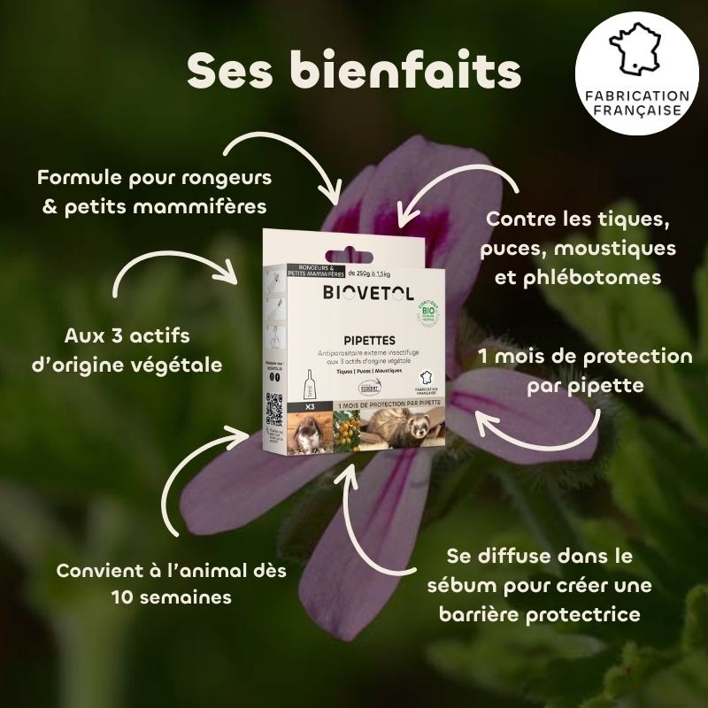 Pipettes Anti-Insectes pour Rongeurs et Petits Mammifères Bio* – 3+1 offerte bienfaits
