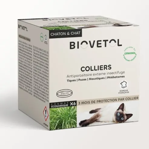 Lot de 6 colliers anti-insectes pour chat