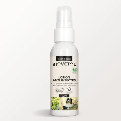Lotion Anti-Tiques, Anti-Puces et Anti-Moustiques BIO Chien et Chat – Format Découverte 50 ml