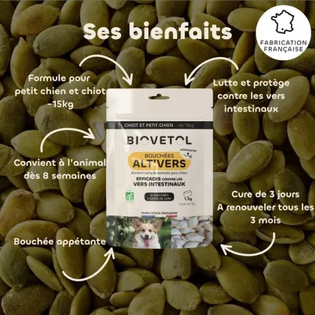 Bouchées Alt'Vers pour Petit Chien bio – Lot 3 bienfaits